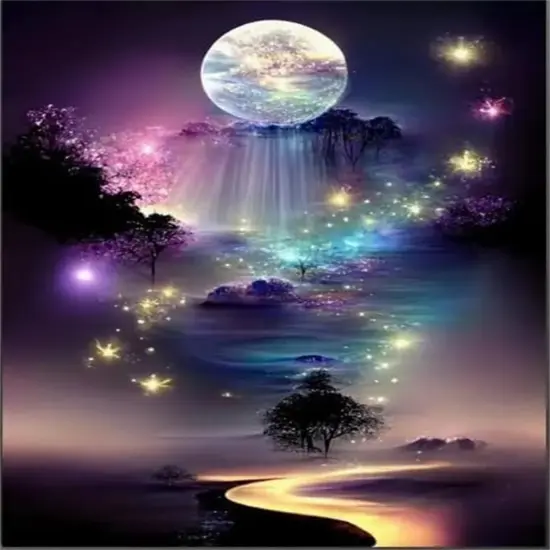 5D DIY Landscape Diamond Painting Kits for Adults- Full Drill Round Diamond Art Painting Kits for Beginners-Star Diamond Dots Gem Art Kit for Home Wall Decor (12x16 Inch) {1}