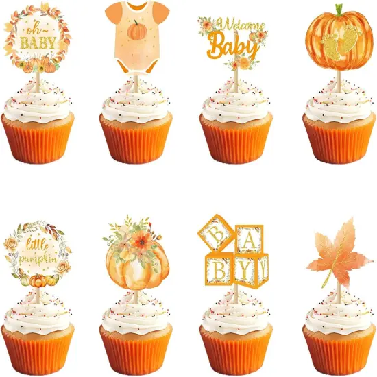 Oh Baby Cupcake Toppers Little Pumpkin Baby Shower {1}