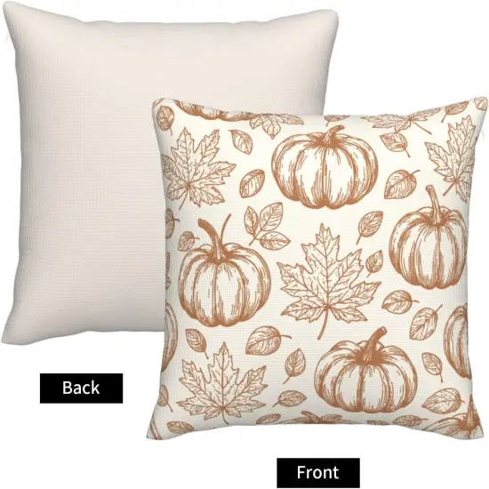 Set of 2 Fall Pumpkin Pillow Covers 20x20 inch {2}