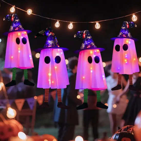 6P Lights Up Hanging Ghosts Halloween Decorations {6}
