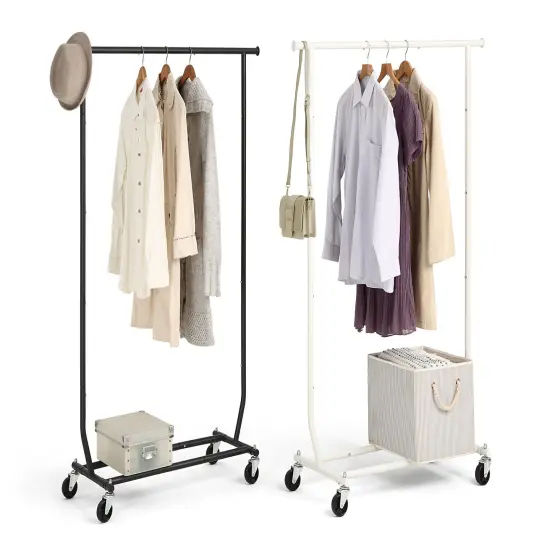 Heavy Duty Rolling Garment Rack White {5}