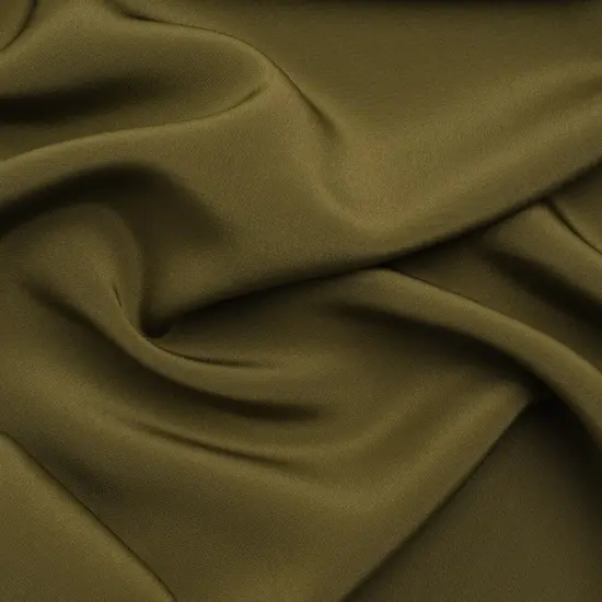 1 Yard Silk 4 Ply Crepe Olive Green Luxury Fabric 44" Wide for Elegant Apparel {1}
