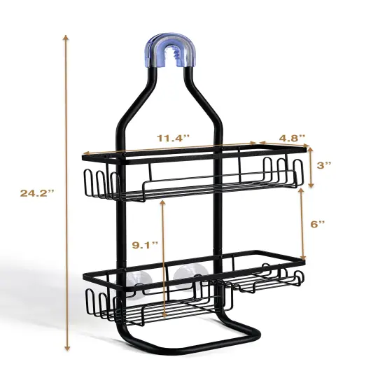 Sturdy Tubing Structure Bathroom Hanging Shower Head Caddy Organizer Brown {4}