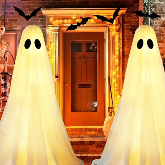 Spooky Halloweens Ghosts Decorations Outside with Witch Hat for Lawn Yards Front Porches {6}