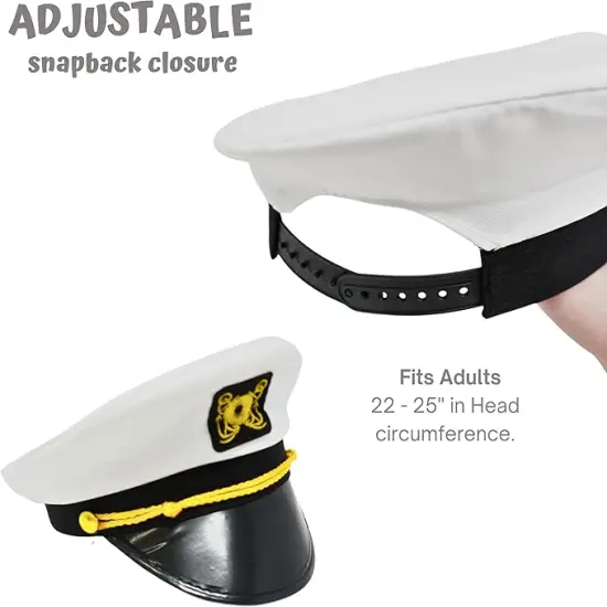 4E's Novelty Yacht Captain Hat Costume Accessories Set with Adjustable Hat, Aviator Sunglasses & Fake Pipe &ndash; Sailor Outfit Accessories for Adults, Men & Women &ndash; Nautical Party & Halloween Dress Up {5}