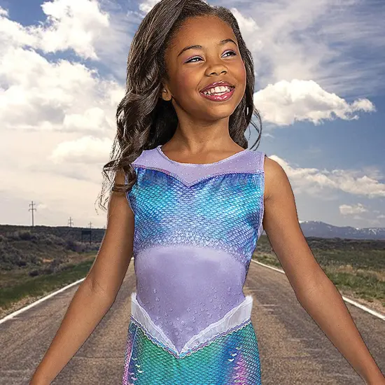 Kids Live Action Ariel Mermaid Costume Shimmery Princess Dress {2}