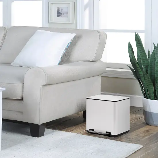 6 Liter(1.58 Gallon) Small Trash Can with Plastic Inner Buckets White {4}