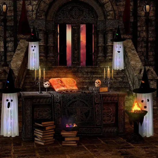 40 Inch Halloween Ghost Light Up Hanging Decor Cute Flying Ghost Party {6}