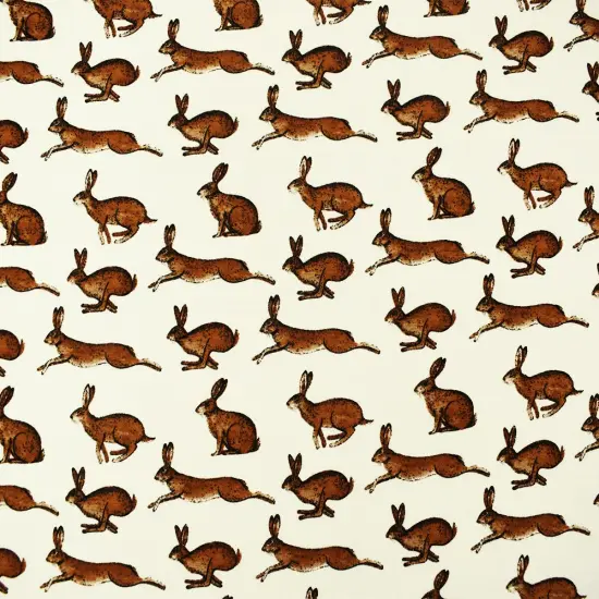 Brown-White Rayon Modal Rabbit Printed Stretch Spandex Jersey Knit Fabric By the Yard {4}