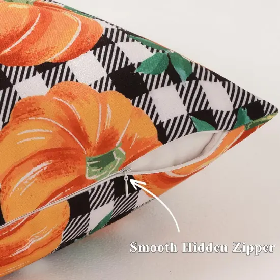 Set of 2 Fall Orange Pumpkin Decorative Throw Pillow Covers 20x20 {2}