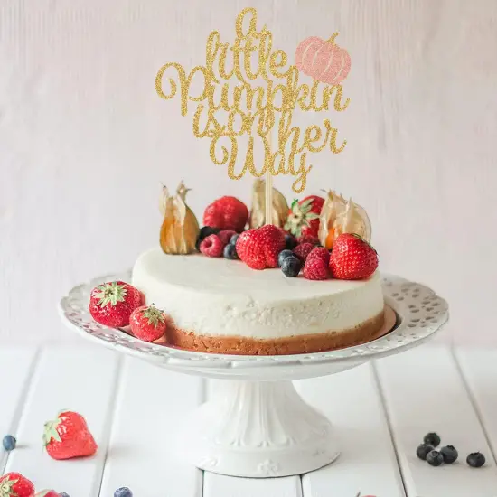 A Little Pumpkin is on Her Way Cake Topper, Baby Girl Fall Baby Shower 1st Birthday Party Decorations {5}