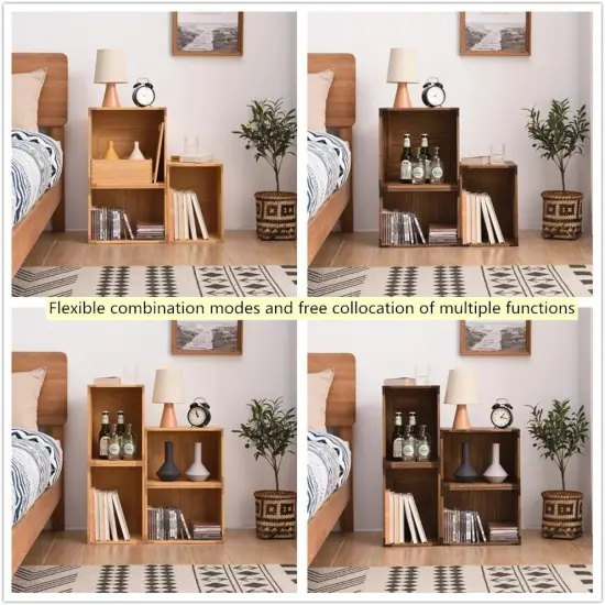 Stackable Wood Storage Cube/Basket/Bins Organizer for Home Books Clothes Toy Modular Open Cubby Storage System - Office Cubical Bookcase Closet Shelves C26-DBR {5}