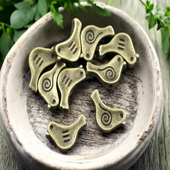 *50* 9x15mm Antique Bronze Bird Beads {3}