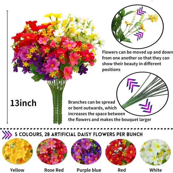 Artificial Cemetery Flowers,Set of 2 Artificial Mums Bouquet Grave Memorial Flowers with 2 Cemetery Vase with Drainage Hole Long Spikes for Cemetery Headstones Graveyard Decoration {3}