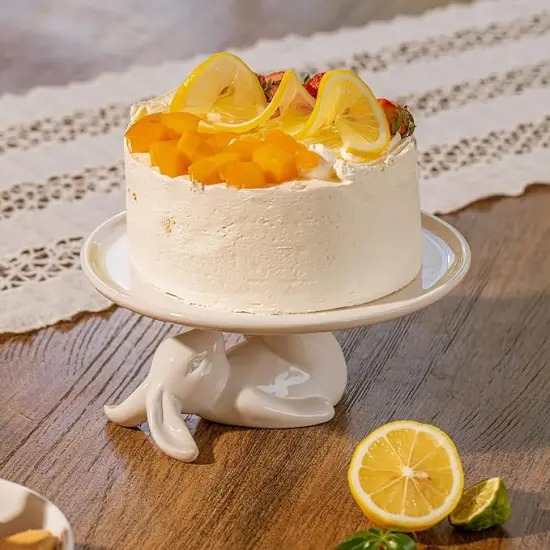 Cupcake Stand, Easter Decorations, Ceramic Dessert Plates for Eggs and Cookies, Bunny Candy Dish Gifts, 8.3 Inch White {2}