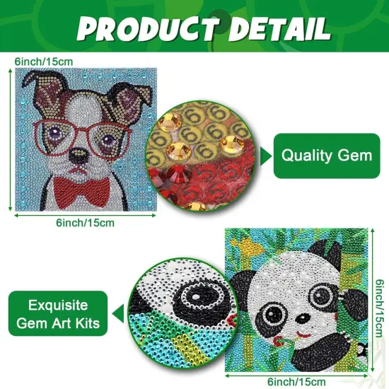 4Pcs DIY Art Painting Kits for Kids Animal Art and Crafts for Kids Ages 6-8-10-12 Girls Boys 5D Gem Art by Number Kits for Birthday Christmas Gifts {3}