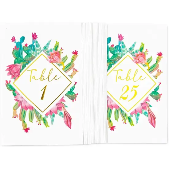 Succulent Wedding Table Numbers, 1-25, Centerpiece Decorations (4 x 6 in, 25 Pack) White {4}