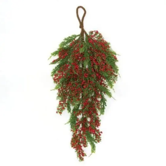 Merry Red Berries & Cedar Teardrop 27" {1}