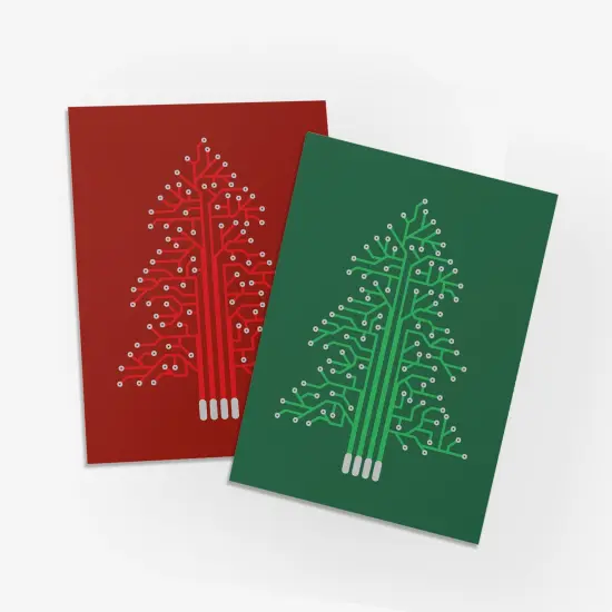 Tech-Themed Christmas Greeting Cards Boxed Set &ndash; 24 Holiday Notecards with Circuit Board Tree Design, Perfect for Engineers, Programmers, and Tech Enthusiasts {1}