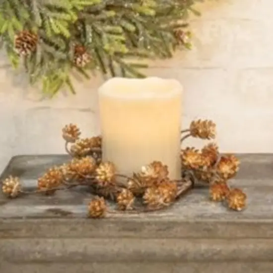 Gleaming Pinecone Candle Ring 3.5" {3}