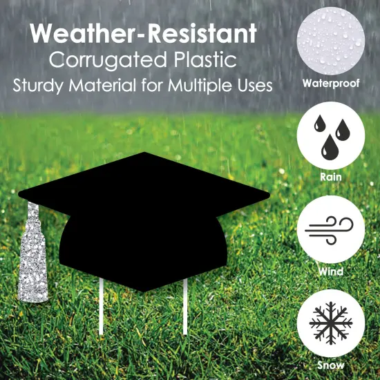 Big Dot of Happiness Silver Class of 2025 Outdoor Decorations - Graduation Yard Signs - Set of 8 {6}