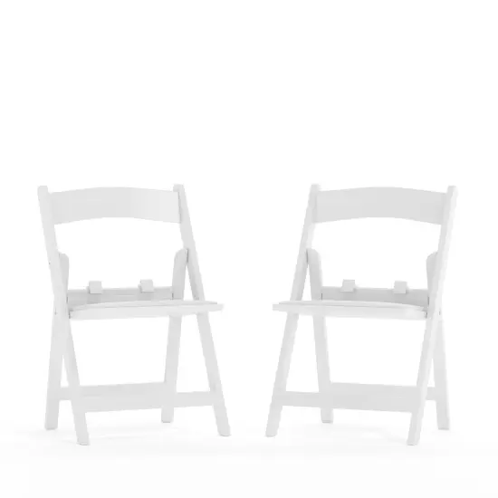 Emma and Oliver Kids Folding Chairs with Padded Seats | Set of 2 Resin Folding Chair with Vinyl Padded Seat for Kids White {2}