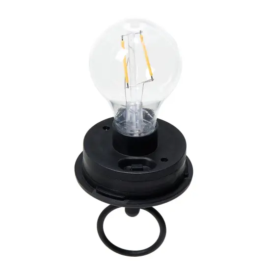 Set of 2 33"H Black Metal Stripes Solar Powered Outdoor Lantern with Edison Bulb and Stake {6}
