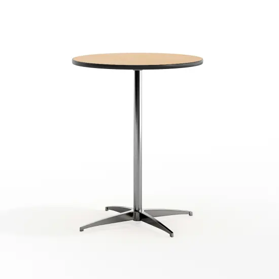 Emma and Oliver 24" Round Wood Cocktail Table with 30" and 42" Columns Natural {2}