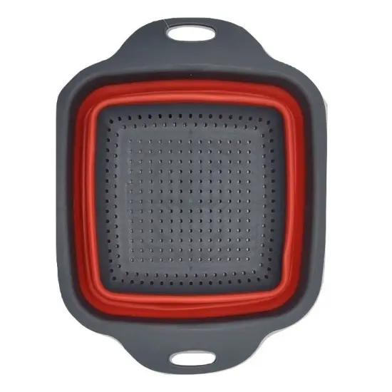 Space Saving Collapsible Silicone Kitchen Colander Food Strainer Red {1}