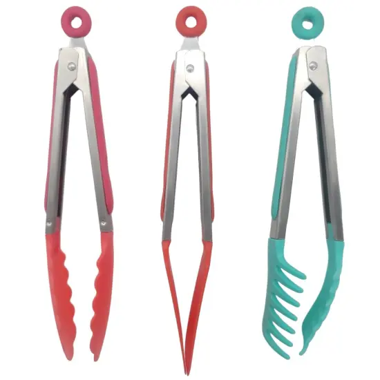 Handy Housewares 3pc Cooking Tongs Set, Slotted Turner Tongs, Food Tongs and Pasta Server {1}