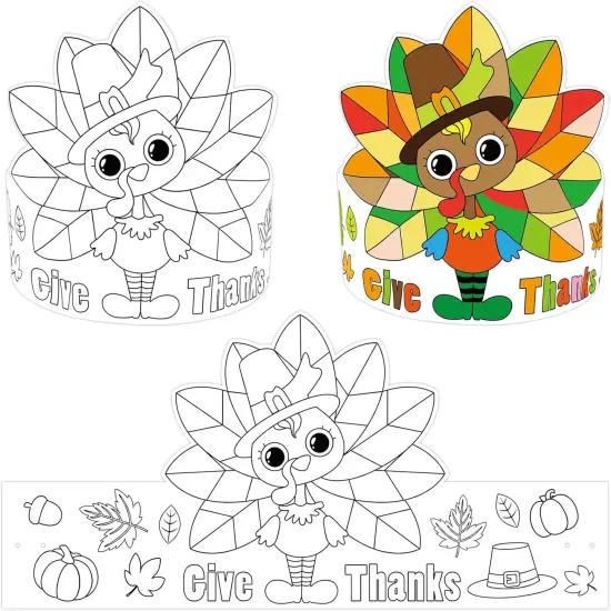 24 PCS Coloring Activities - Headbands Hats Crafts for Kids {4}