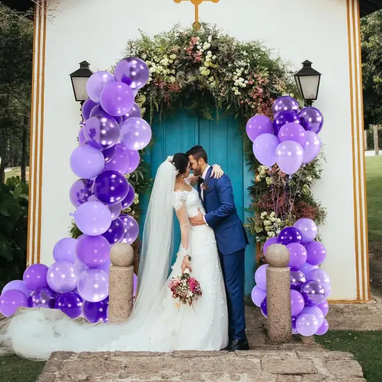 100pcs Purple Balloons - 12inch Metallic Chrome & Lavender Lilac Balloons (with 66ft Ribbons) {5}