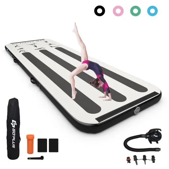 Goplus 10FT TumblingInflatable Gymnastics Tumbling Mat w/ Pump Pink\Black\Green\Navy {1}