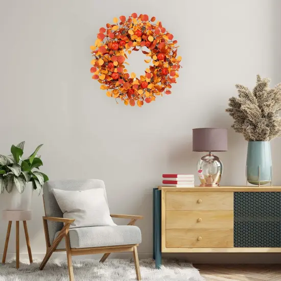 Eucalyptus Leaves Berries and Pine Cones Fall Wreath {5}