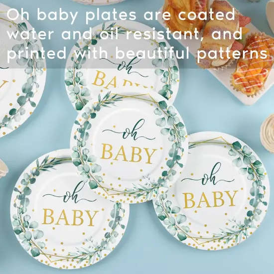 Sage Green Baby Shower Plates and Cups and Napkins Sets {3}