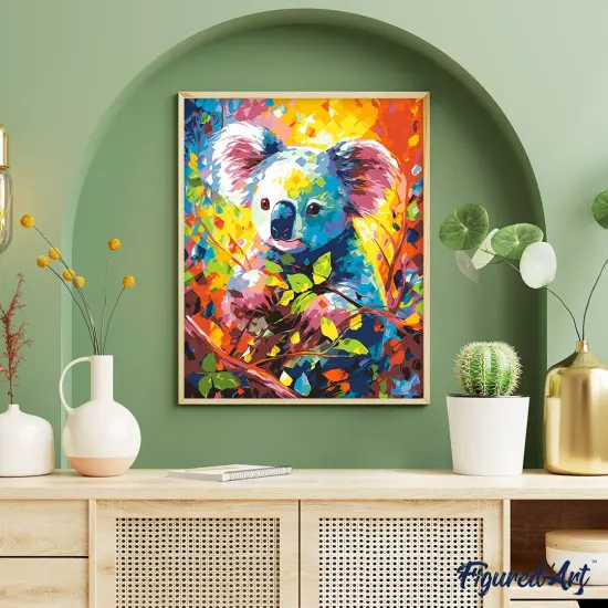 Figured'Art Paint by Numbers for Adults Colorful Abstract Koala 16"x20" - Craft Art Painting DIY Kit Rolled Canvas Without Frame {4}