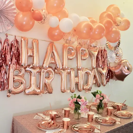 Rose Gold Happy Birthday Balloon Banner {2}