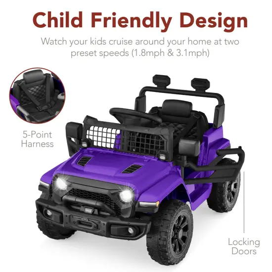 Best Choice Products 6V Kids Ride-On Truck Car w/ Parent Remote Control, 4-Wheel Suspension, LED Lights Purple {5}