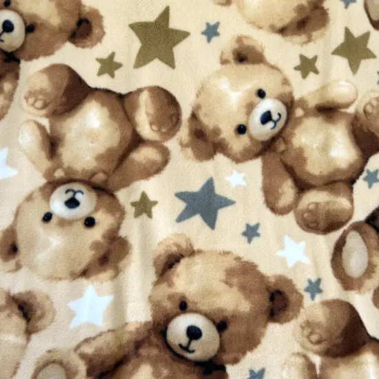 Teddy Bear Stars Anti-Pill Premium No-Sew Throw Fleece Fabric Kit (72x60) {4}