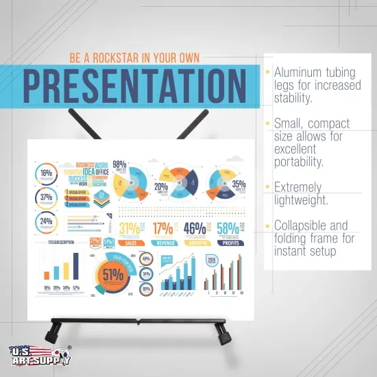 Tabletop Easel for Painting - 15" to 21" Adjustable Metal Painting Easel - Portable Art Easels (Pack of 4) for Display Table Stand - Canvas, Whiteboards, Posters, Signs, Drawings {4}