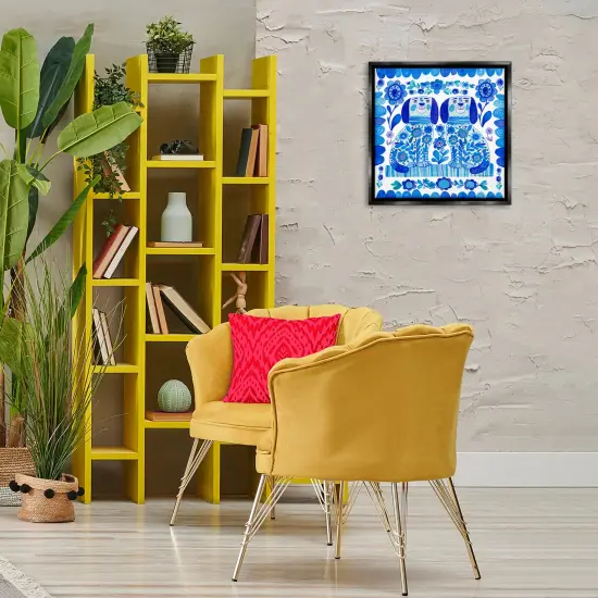 Stupell Industries Blue Folk Style Puppies Floating Frame Design by Kay Widdowson {2}