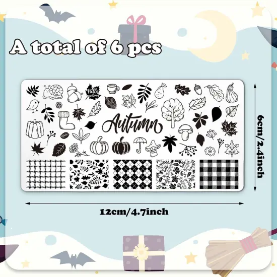 6Pcs All Holiday Nail Art Plates {2}