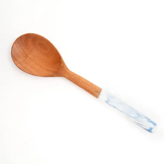Marble & Wood Salad Server-Set of 2, 12"X3" Blue {2}