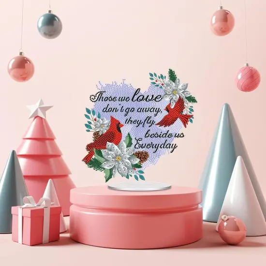 Christmas Cardinal Text Tabletop Diamond Painting Kit {4}