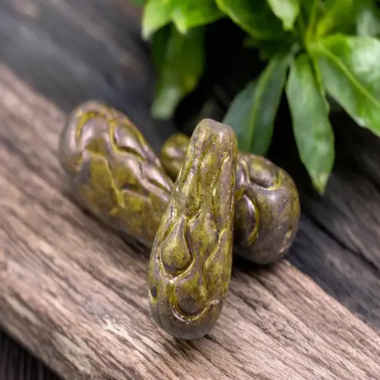 *6* 25x12mm Opaque Yellow Nebula Mermaid Scale Large Drop Beads {1}