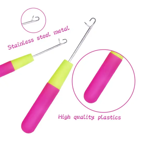 5 Pieces Different Size Latch Hook Set, Latch Hook Crochet Needle, Crochet Hook with Latch, Dreadlocks Crochet Hook Set, Latch Hook Crochet Needle, Bent Latch Hook for Carpet Making {5}
