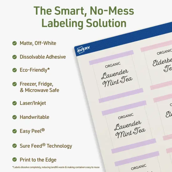 Avery Dissolvable Labels, 2" x 2" Square {2}
