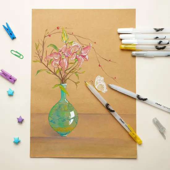 Gold Silver White Gel Pens {6}