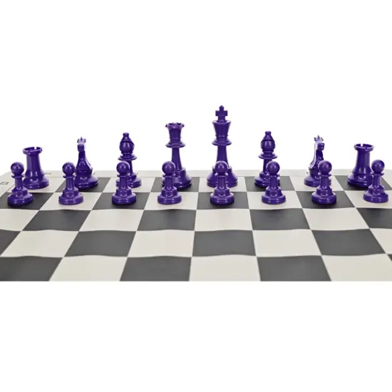 WE Games Color Bright Plastic Staunton Tournament Chess Pieces with 3.75 in. King - Half Chess Set of Chess Pieces Only, Purple {4}