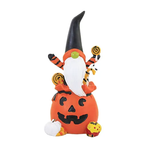 C & F 6.75 In Trick Or Treat Gnome Figurine Halloween Figurine , Lightweight Halloween Decor Candy Pumpkin Jack-O-Lantern Orange {1}